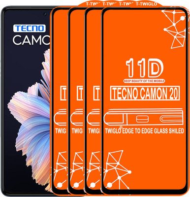 TWIGLO Edge To Edge Tempered Glass for TECNO CAMON 20(Pack of 4)