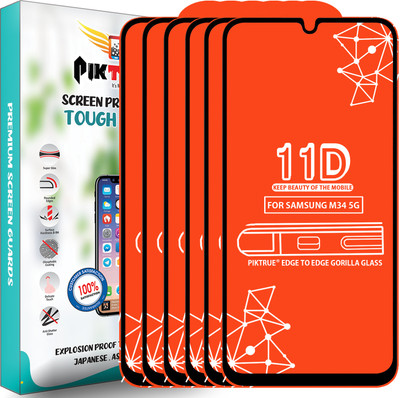 PikTrue Edge To Edge Tempered Glass for Samsung M34 5G(Pack of 6)