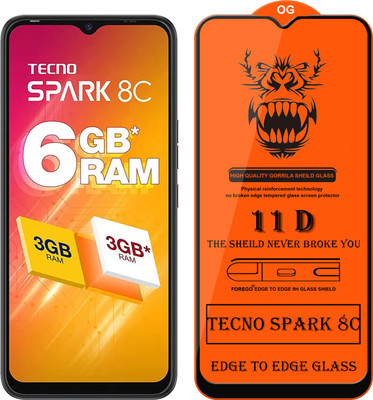 Forego Edge To Edge Tempered Glass for Tecno Spark 8C(Pack of 1)