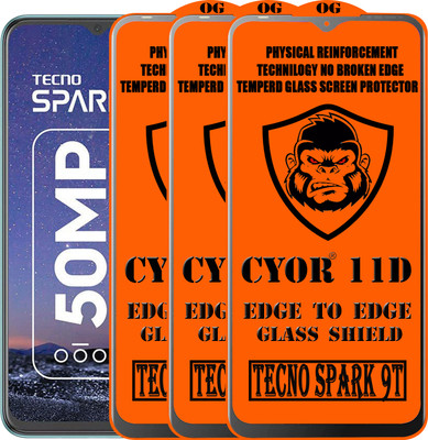 CYOR Edge To Edge Tempered Glass for TECNO SPARK 9T(Pack of 3)