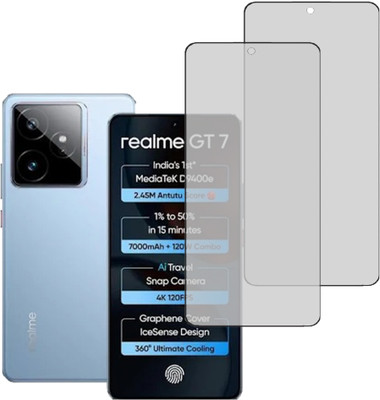 VAYUVAULT Edge To Edge Tempered Glass for realme Gt 7, Privacy glass(Pack of 2)