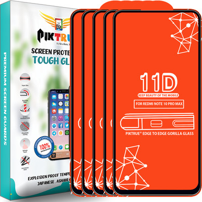 PikTrue Edge To Edge Tempered Glass for Redmi Note 10 Pro Max(Pack of 5)