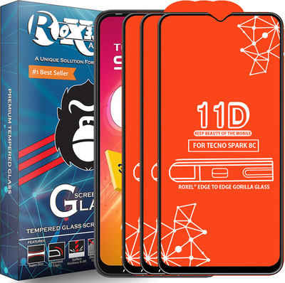 Roxel Edge To Edge Tempered Glass for Tecno Spark 8C(Pack of 3)