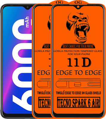 TWIGLO Edge To Edge Tempered Glass for TECNO SPARK 6 AIR(Pack of 3)