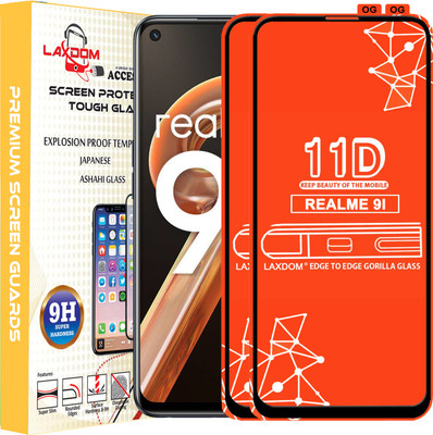 Laxdom Edge To Edge Tempered Glass for REALME 9I(Pack of 2)