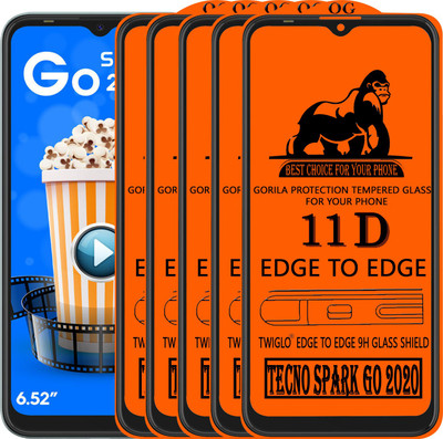 TWIGLO Edge To Edge Tempered Glass for TECNO SPARK GO 2020(Pack of 5)