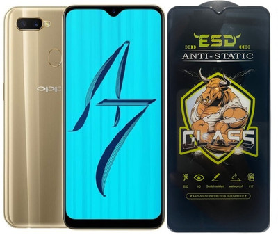 Blate Edge To Edge Tempered Glass for Oppo A7, ESD Tempered Glass, ESD Screen Protector, Anti Static, Screen Protector(Pack of 1)