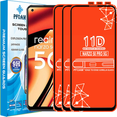 PFOAM Edge To Edge Tempered Glass for REALME NARZO 50 PRO 5G(Pack of 3)