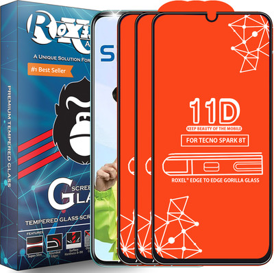 Roxel Edge To Edge Tempered Glass for Tecno Spark 8T(Pack of 3)