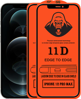 Laxdom Edge To Edge Tempered Glass for APPLE IPHONE 12 PRO MAX(Pack of 2)