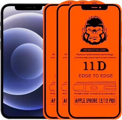 HIE POWER Edge To Edge Tempered Glass for Apple iPhone 12 /12 Pro-11D Glass (Pack Of 3)(Pack of 3)