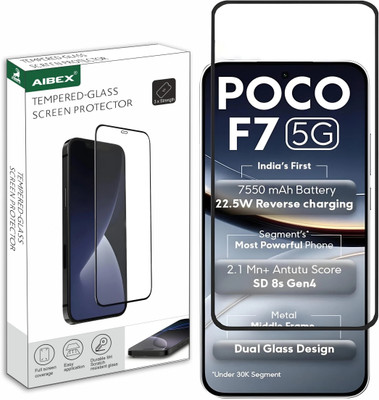 AIBEX Edge To Edge Tempered Glass for Poco F7 5G| 9H Hardness | Anti-Glare & Anti-Fingerprint | Water Resistant | Edge-to-Edge Full Screen Protector | Bubble-Free Installation(Pack of 1)