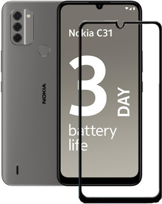 Caseline Edge To Edge Tempered Glass for Nokia C31(Pack of 1)
