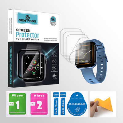 SOMTONE Edge To Edge Tempered Glass for crossbeats Ignite Spectra Max 1.81 inch Smartwatch 4 PROTECTOR + 4 WIPES + 4 DUST REMOVAL STICKER + 1 WIPER(Pack of 4)