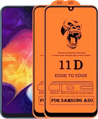 HIE POWER Edge To Edge Tempered Glass for Samsung Galaxy A50 -11D Glass (Pack Of 2)(Pack of 2)