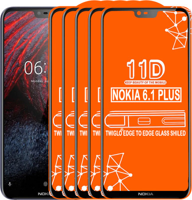 TWIGLO Edge To Edge Tempered Glass for Nokia 6.1 Plus(Pack of 5)