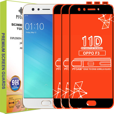PFOAM Edge To Edge Tempered Glass for Oppo F3(Pack of 3)