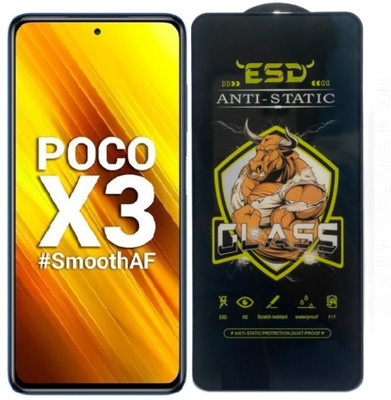 Resolute Edge To Edge Tempered Glass for Poco X3, ESD Tempered Glass, ESD Screen Protector, Anti Static, Screen Protector(Pack of 1)