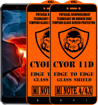 CYOR Edge To Edge Tempered Glass for Mi Redmi Note 4X(Pack of 2)