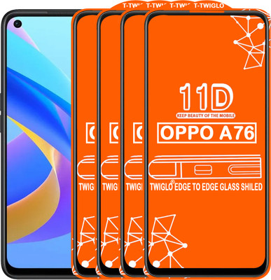 TWIGLO Edge To Edge Tempered Glass for OPPO A76(Pack of 4)