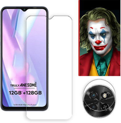 SOMTONE Edge To Edge Tempered Glass for itel S23 4G FRONT Tempered Glass Screen Protector | Anti-Scratch | Edge to Edge Full Coverage | 9H Hardness ( 1 FRONT SCREEN GUARD + 1 CAMERA LENS PROTECTOR + 1 FREE BACK EMBOSSED SKIN026 )(Pack of 1)