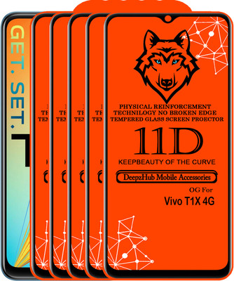 DeepzHub Edge To Edge Tempered Glass for Vivo T1x 4G(Pack of 5)