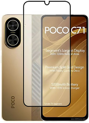 MobiWay Edge To Edge Tempered Glass for Poco C71 5G, Poco C71, Temp3(Pack of 1)