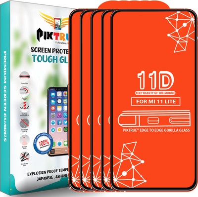 PikTrue Edge To Edge Tempered Glass for Mi 11 Lite(Pack of 5)