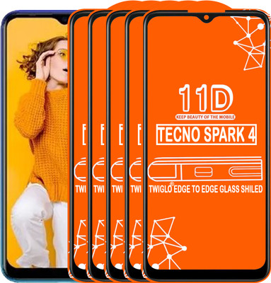 TWIGLO Edge To Edge Tempered Glass for TECNO SPARK 4(Pack of 5)