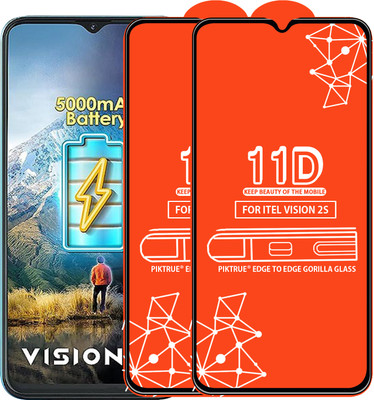 PikTrue Edge To Edge Tempered Glass for ITEL VISION 2S(Pack of 2)