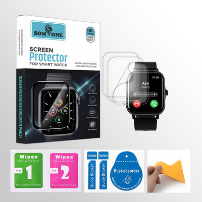 SOMTONE Edge To Edge Tempered Glass for SW-Hammer Ace 1.69 inch Smartwatch 3 PROTECTOR + 3 WIPES + 3 DUST REMOVAL STICKER + 1 WIPER(Pack of 3)