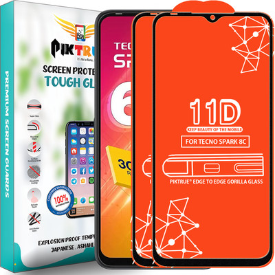 PikTrue Edge To Edge Tempered Glass for Tecno Spark 8C(Pack of 2)