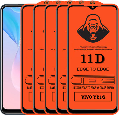 Laxdom Edge To Edge Tempered Glass for VIVO Y21G(Pack of 5)