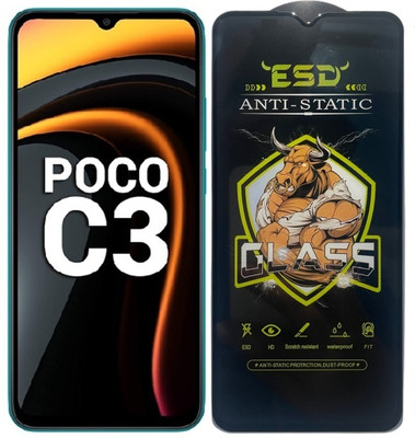 Resolute Edge To Edge Tempered Glass for Poco C3, ESD Tempered Glass, ESD Screen Protector, Anti Static, Screen Protector(Pack of 1)