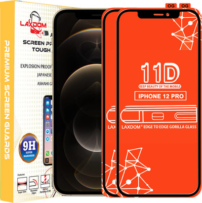 Laxdom Edge To Edge Tempered Glass for APPLE IPHONE 12 PRO(Pack of 2)