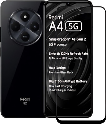 Monogamy Edge To Edge Tempered Glass for Redmi A4 5G, 6D(Pack of 1)