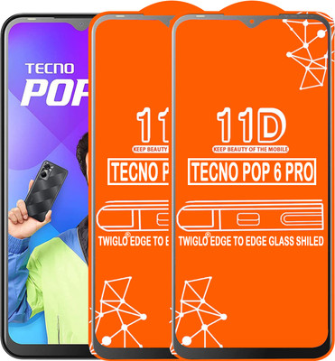 TWIGLO Edge To Edge Tempered Glass for TECNO POP 6 PRO(Pack of 2)