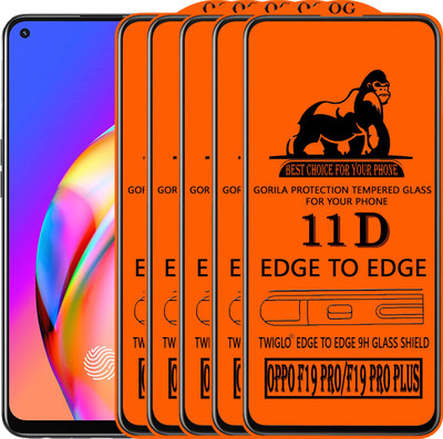TWIGLO Edge To Edge Tempered Glass for OPPO F19 PRO(Pack of 5)