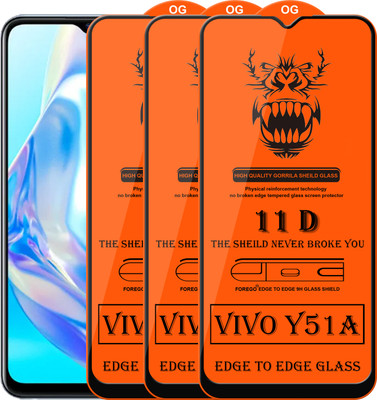 Forego Edge To Edge Tempered Glass for Vivo Y51A(Pack of 3)