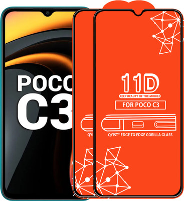 Qyist Edge To Edge Tempered Glass for Poco C3(Pack of 2)