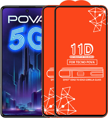 Qyist Edge To Edge Tempered Glass for Tecno Pova(Pack of 2)