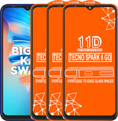 CYOR Edge To Edge Tempered Glass for TECNO SPARK 6 GO(Pack of 3)