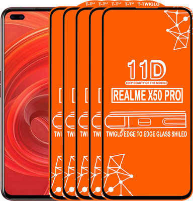 TWIGLO Edge To Edge Tempered Glass for REALME X50 PRO(Pack of 5)