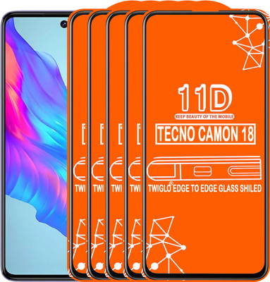 TWIGLO Edge To Edge Tempered Glass for TECNO CAMON 18(Pack of 5)