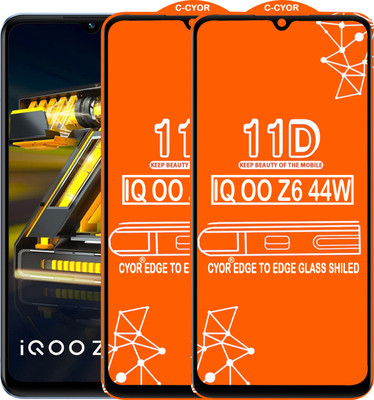 CYOR Edge To Edge Tempered Glass for IQOO Z6 44W(Pack of 2)