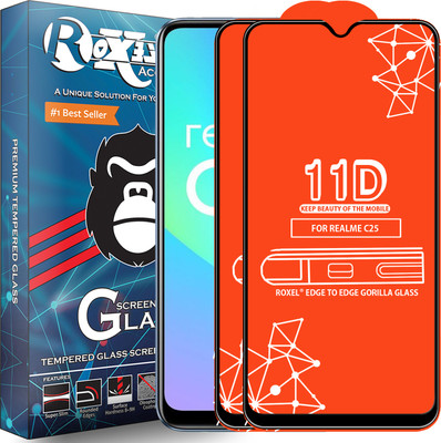 Roxel Edge To Edge Tempered Glass for Realme C25(Pack of 2)