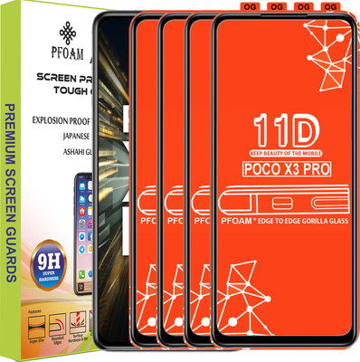 PFOAM Edge To Edge Tempered Glass for POCO X3 PRO(Pack of 4)