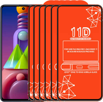 Qyist Edge To Edge Tempered Glass for FOR SAM F62, SAM M62, SAM M51, SAM A62, IQOO 7, MI K50, MI K50 PRO, MI K40S(Pack of 6)