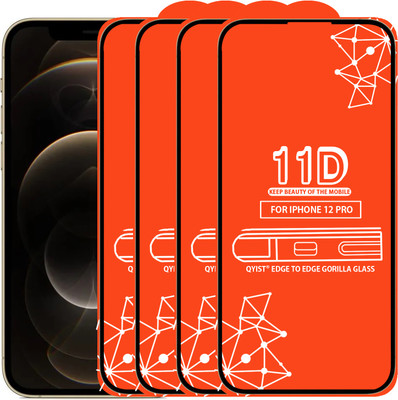 Qyist Edge To Edge Tempered Glass for Iphone 12 Pro(Pack of 4)