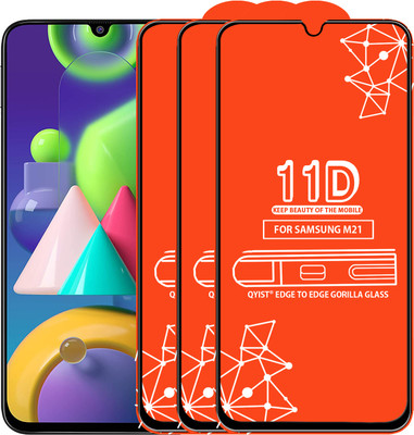 Qyist Edge To Edge Tempered Glass for Samsung Galaxy M21(Pack of 3)